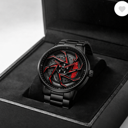 VILANTE Cavrel Edition Red Blade Spin Watch - close-up of blade spin dial detail