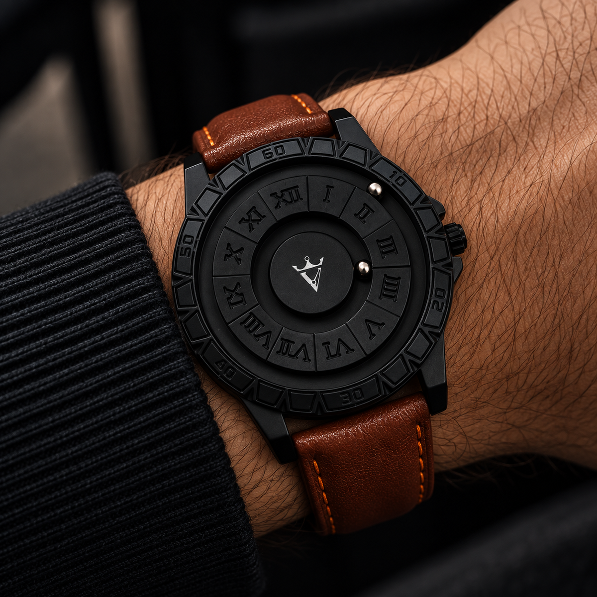 VILANTE Orbis Collection – Magnetic Ball Edition (Roman Dial) – Brown Leather