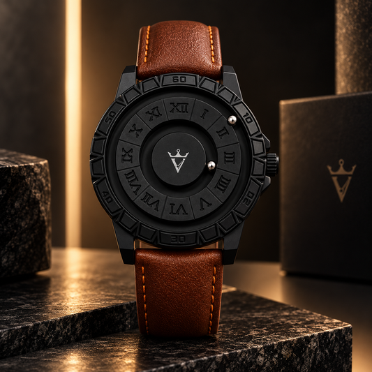 VILANTE Orbis Collection – Magnetic Ball Edition (Roman Dial) – Brown Leather