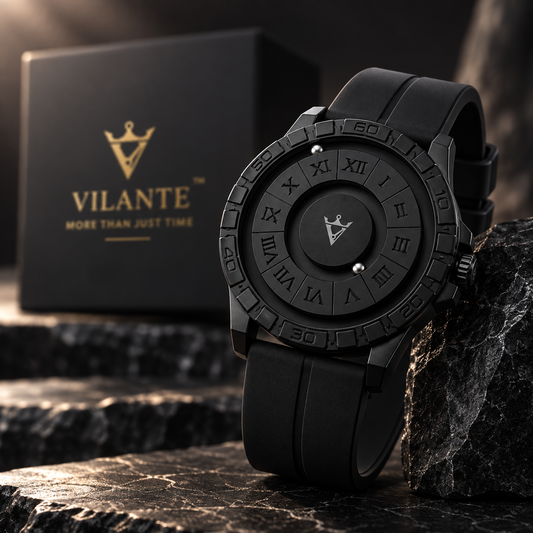 VILANTE Orbis Collection – Magnetic Ball Edition (Roman Dial) – Black Silicone