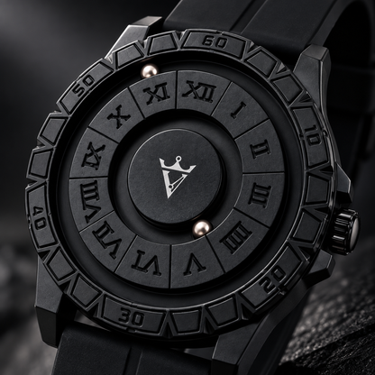 VILANTE Orbis Collection – Magnetic Ball Edition (Roman Dial) – Black Silicone
